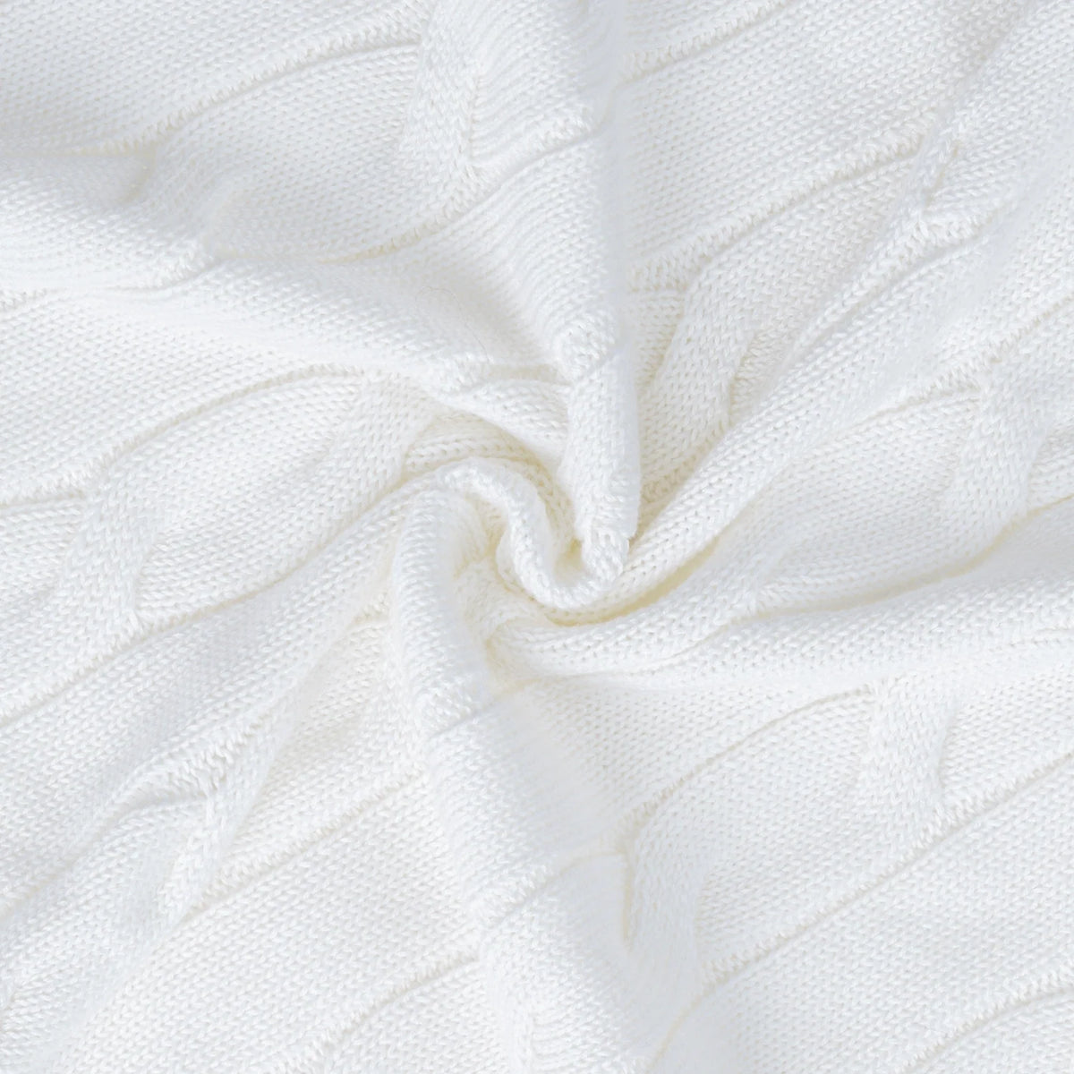 Cable Knit Baby Blanket In White