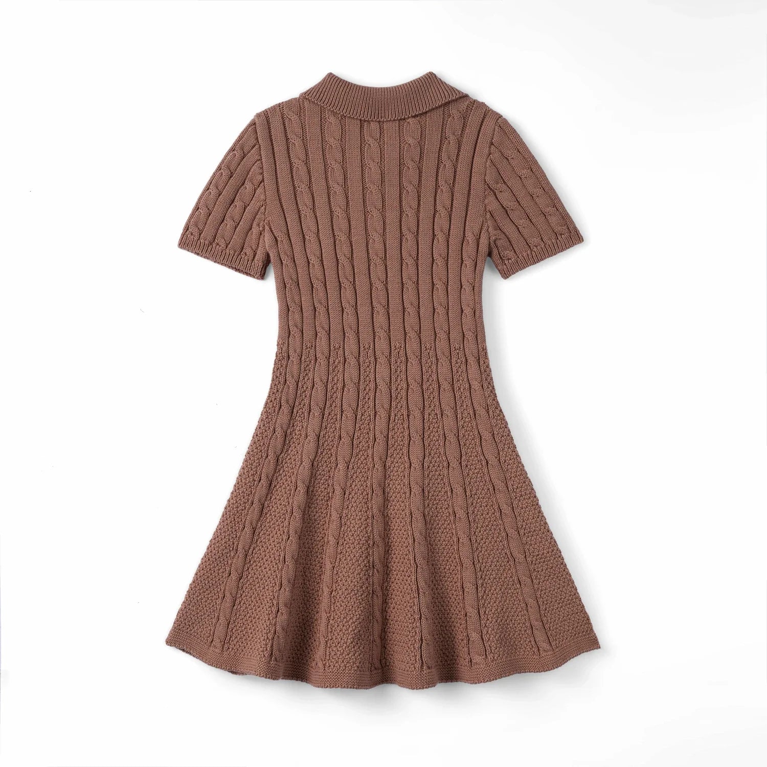 Cable Knit Polo Dress In Mocha