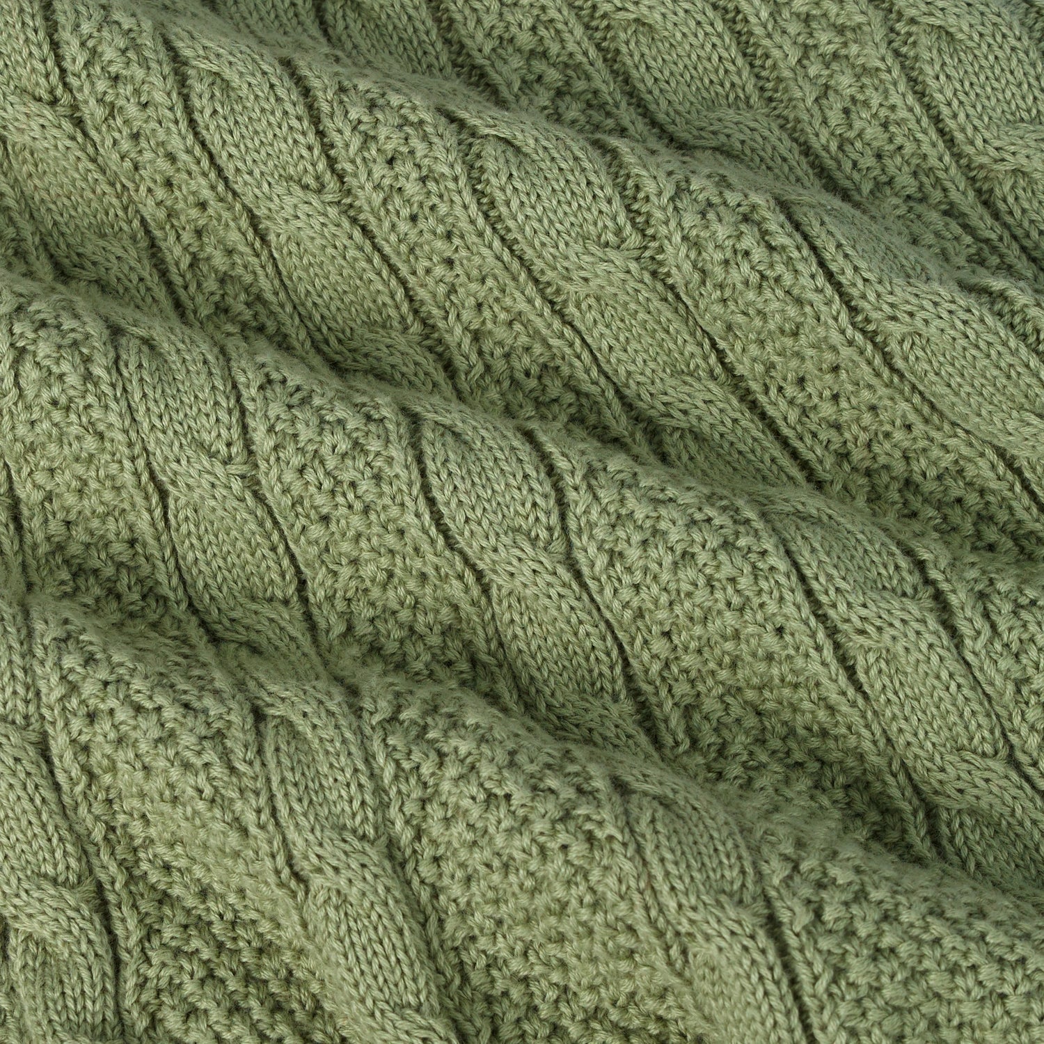 Cable Knit Polo Dress In Sage Green