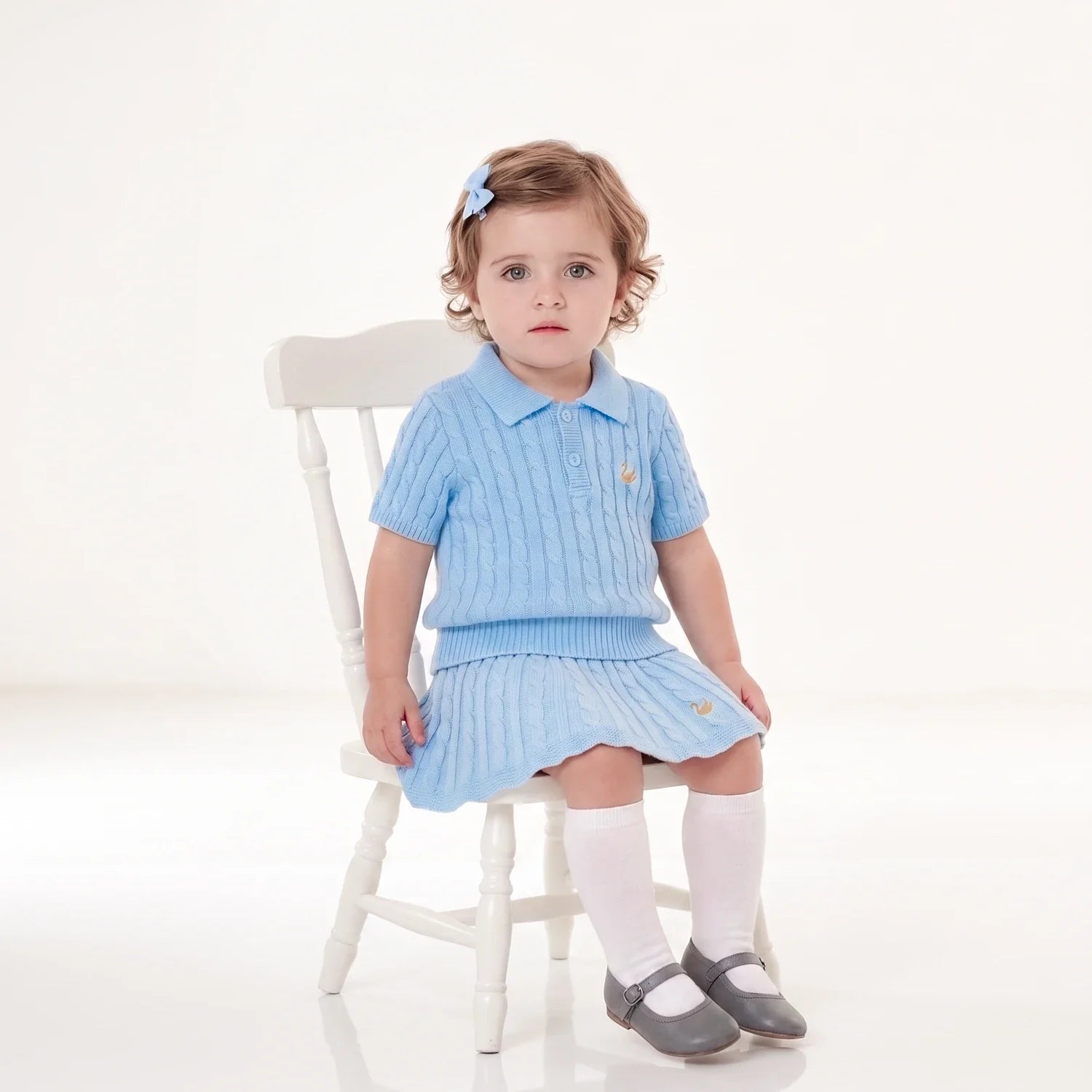 Cable Knit Skirts In Baby Blue