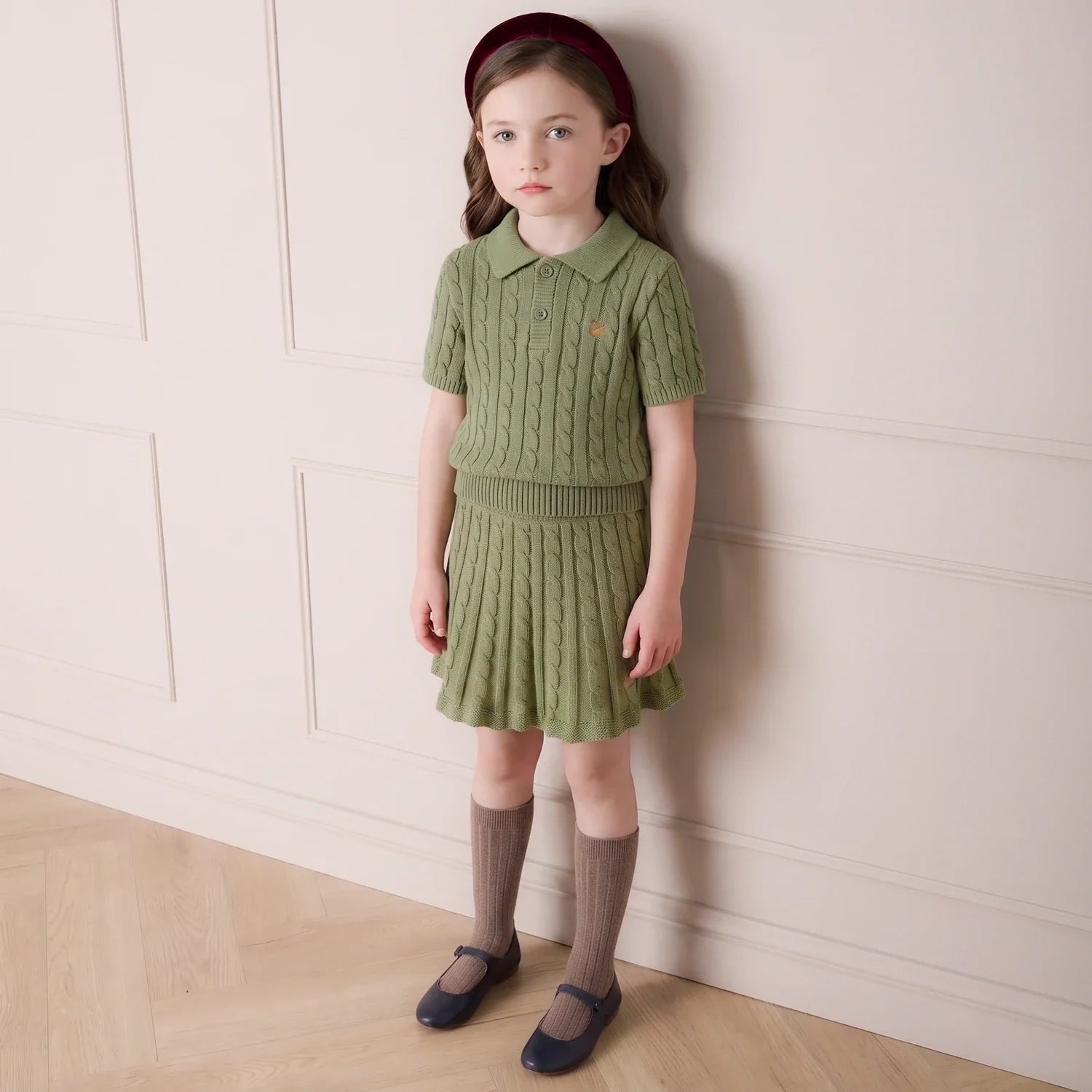 Cable Knit Skirts In Sage Green