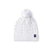 Cable Knit Pom Beanie In White