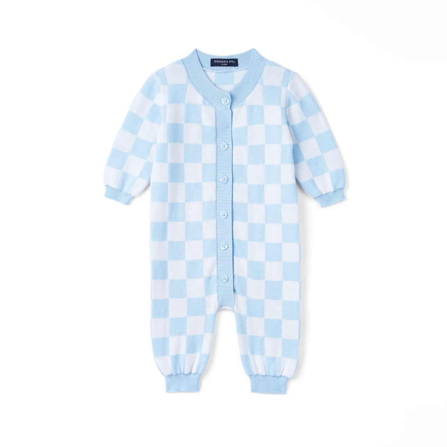 Checker Baby Knit Button Romper