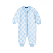 Checker Baby Knit Button Romper