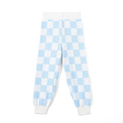 Blue Checker Knit Jogger Pants