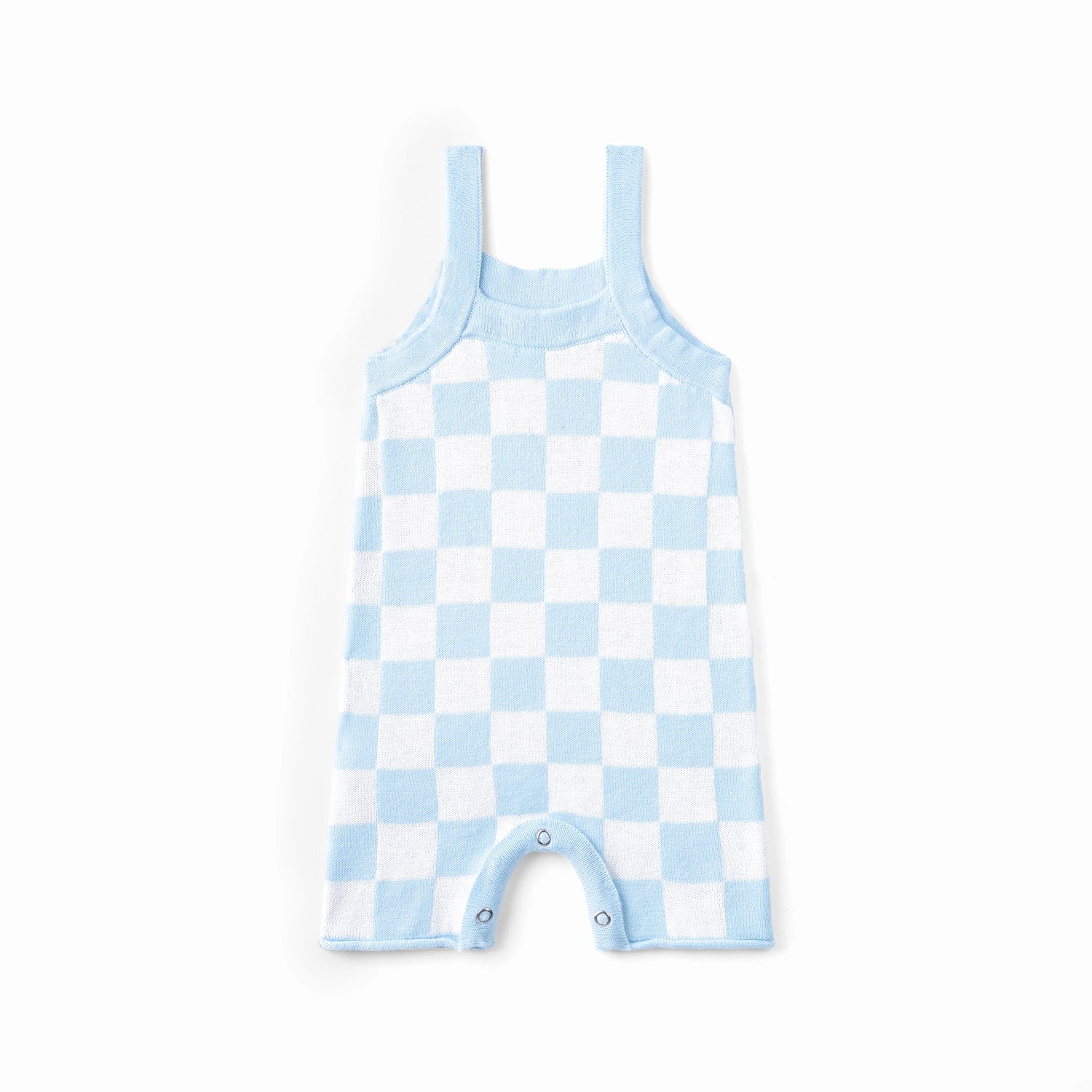 Blue Checker Baby Knit Playsuit