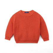 Classic Knit Baby Sweater In Orange Rust