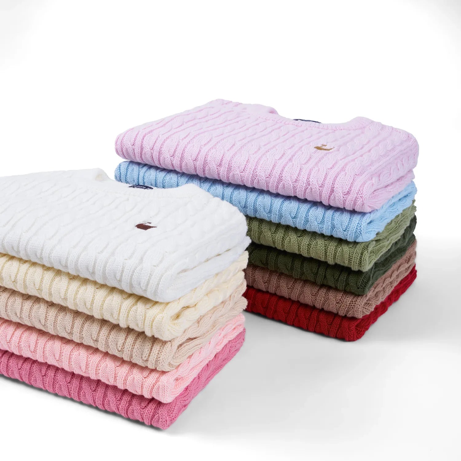 Classic Cable Knit Baby Sweater In Pink