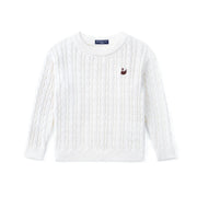 Classic Cable Knit Baby Sweater In White