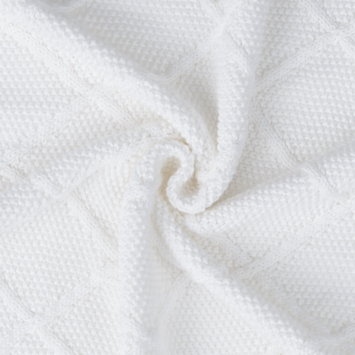 Diamond Stitch Baby Knit Blanket In White