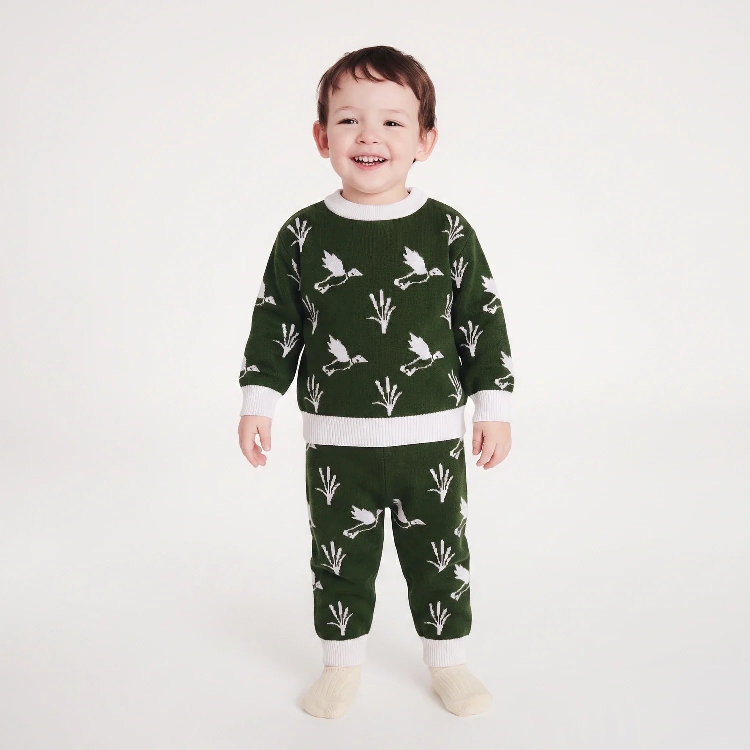 Mallard Duck Knit Long Sleeve Crewneck Sweater