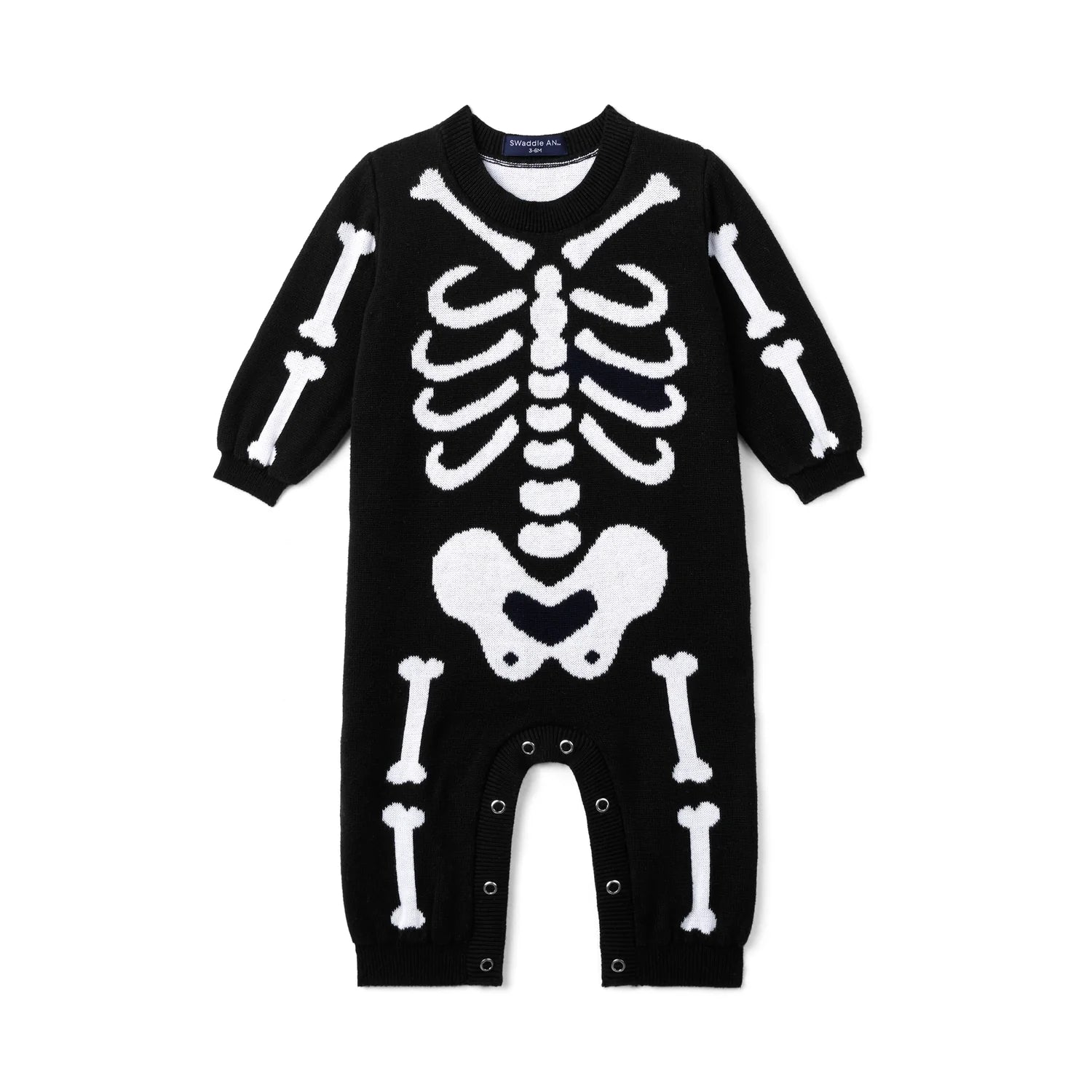 Skeleton Halloween Long Sleeve Knit Baby Romper