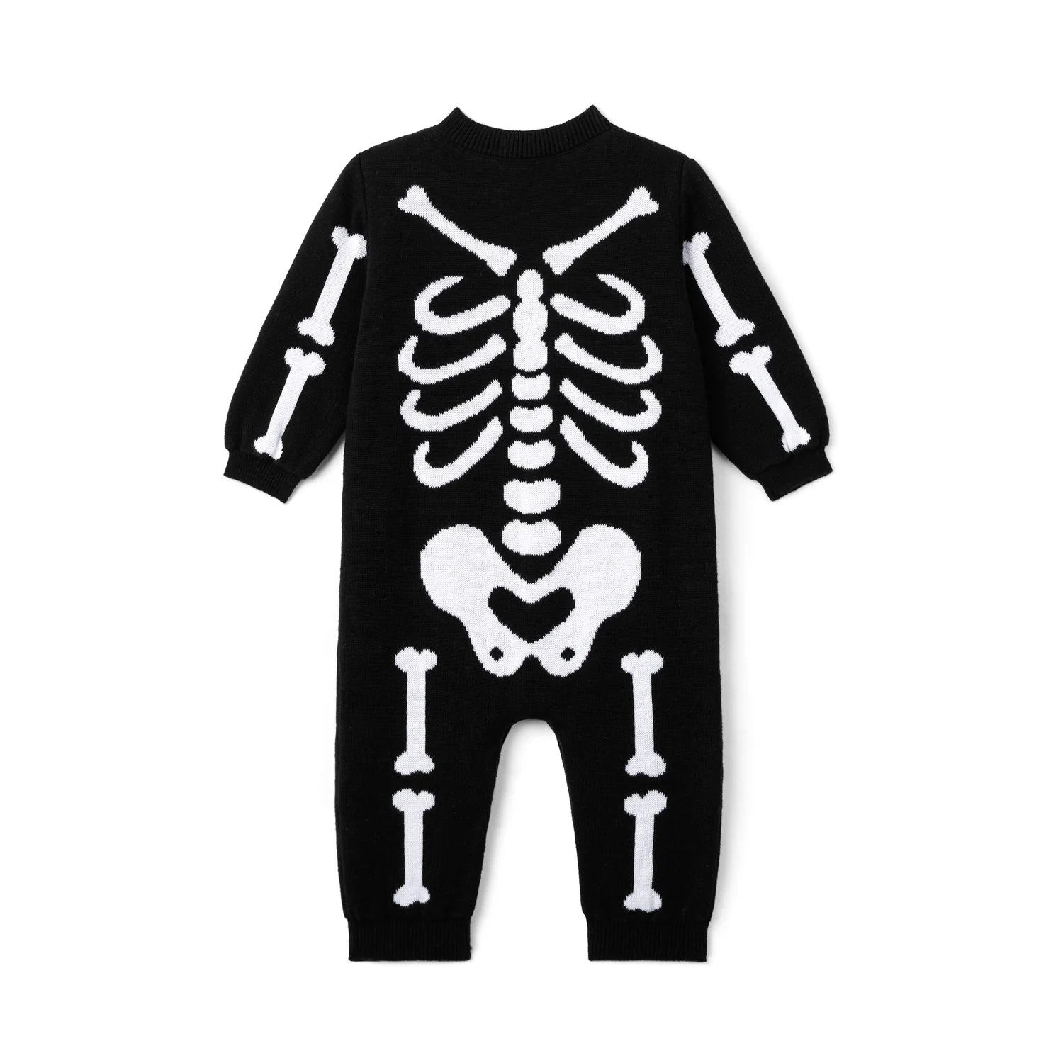 Skeleton Halloween Long Sleeve Knit Baby Romper