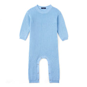 Baby Knit Romper Snap Closure In Baby Blue