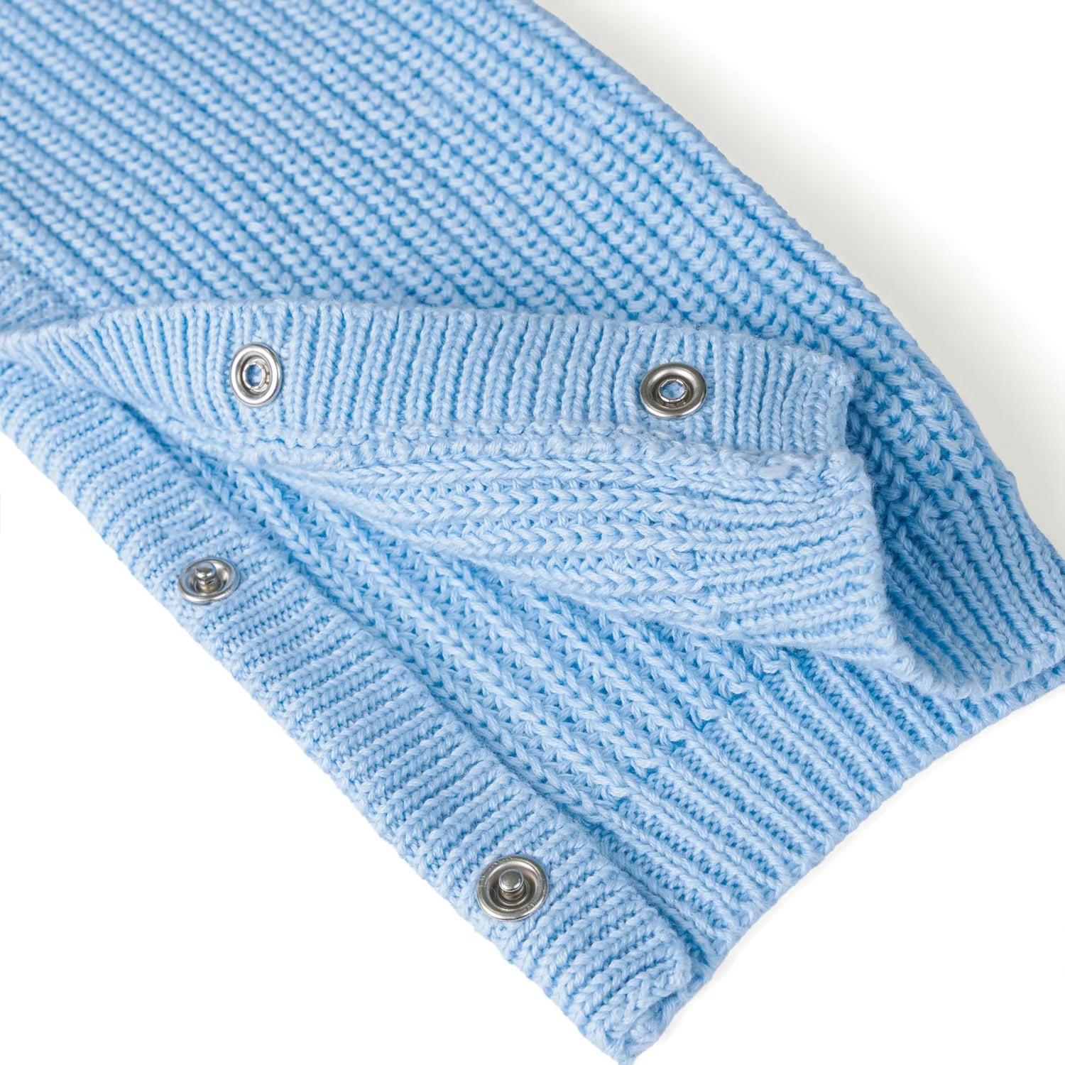 Baby Knit Romper Snap Closure In Baby Blue