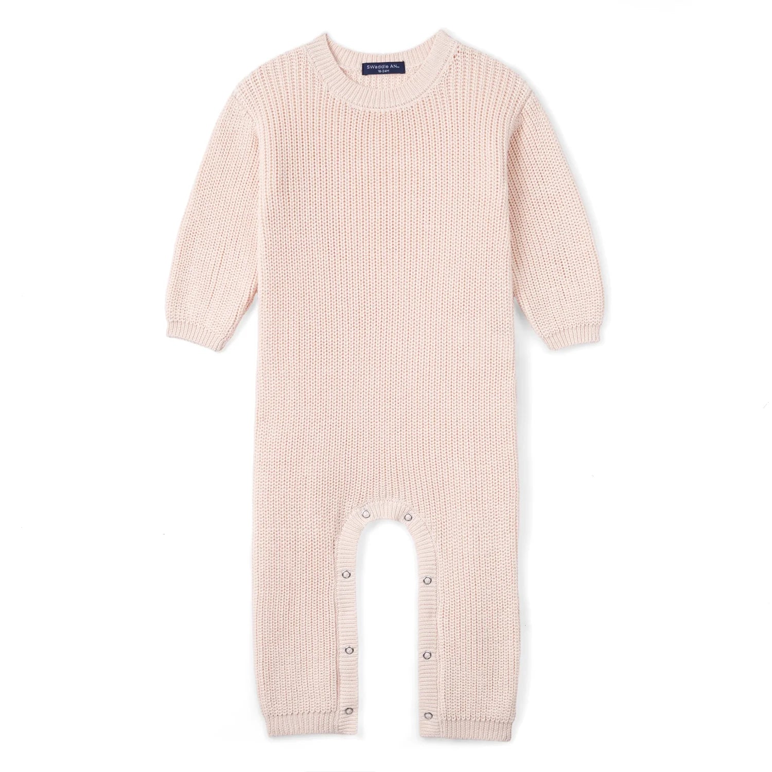 Baby Knit Romper Snap Closure In Beige