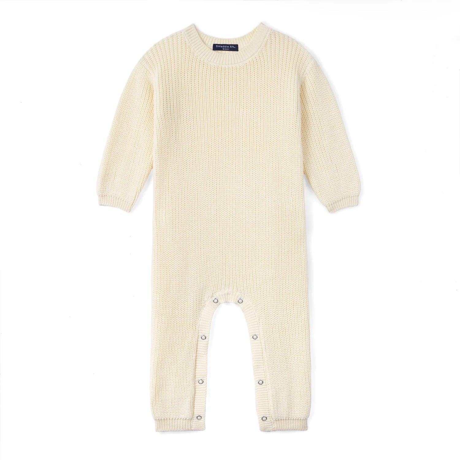 Baby Knit Romper Snap Closure In Cream