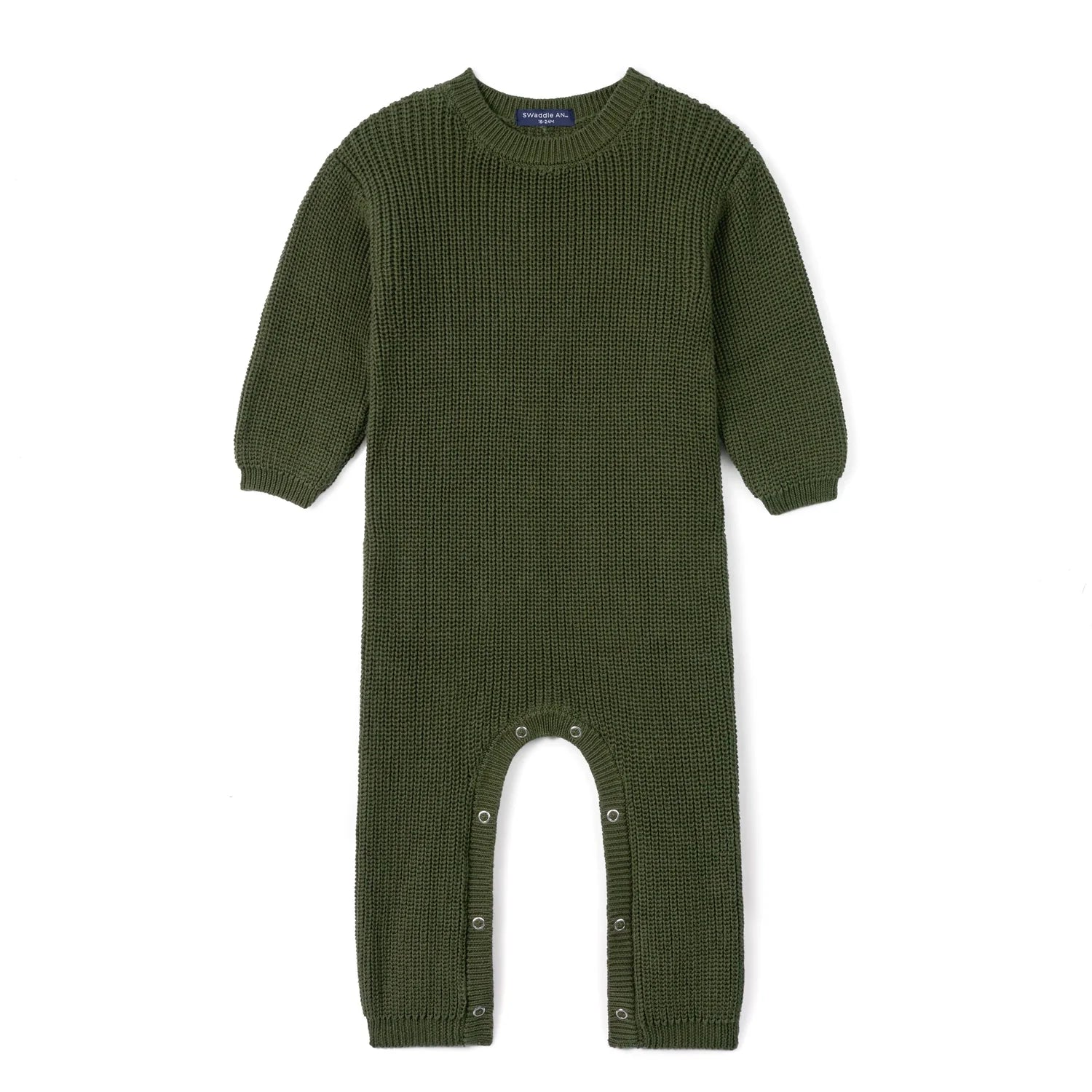 Baby Knit Romper Snap Closure In Forest Green