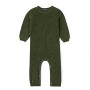 Baby Knit Romper Snap Closure In Forest Green
