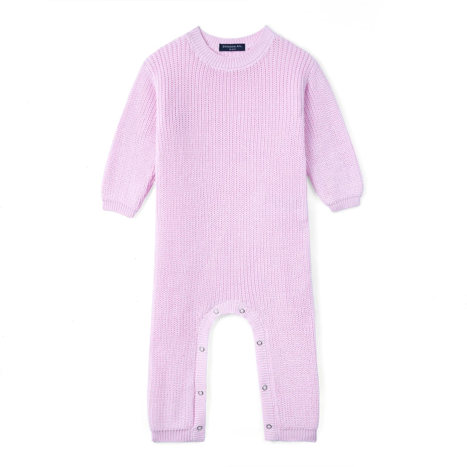 Baby Knit Romper Snap Closure In Lilac