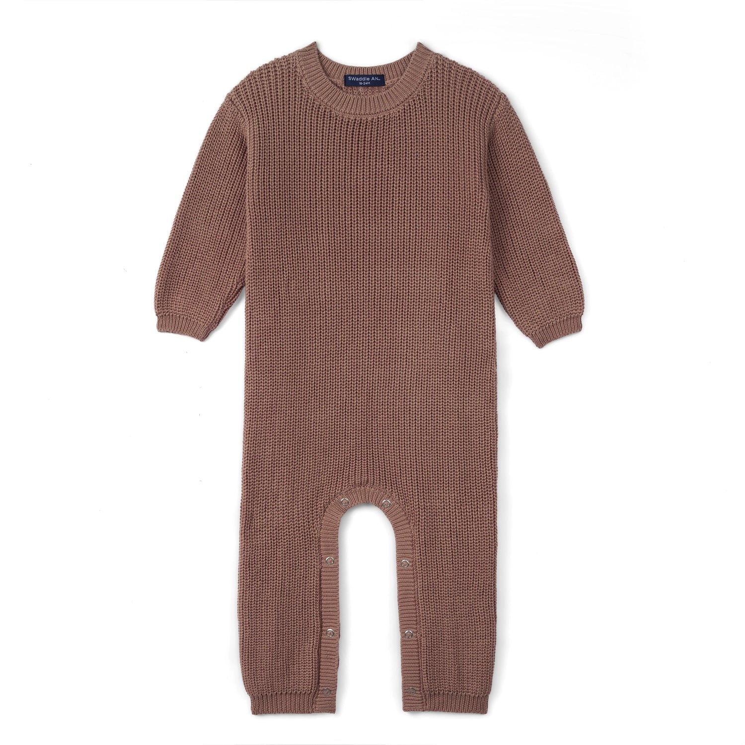 Baby Knit Romper Snap Closure In Mocha