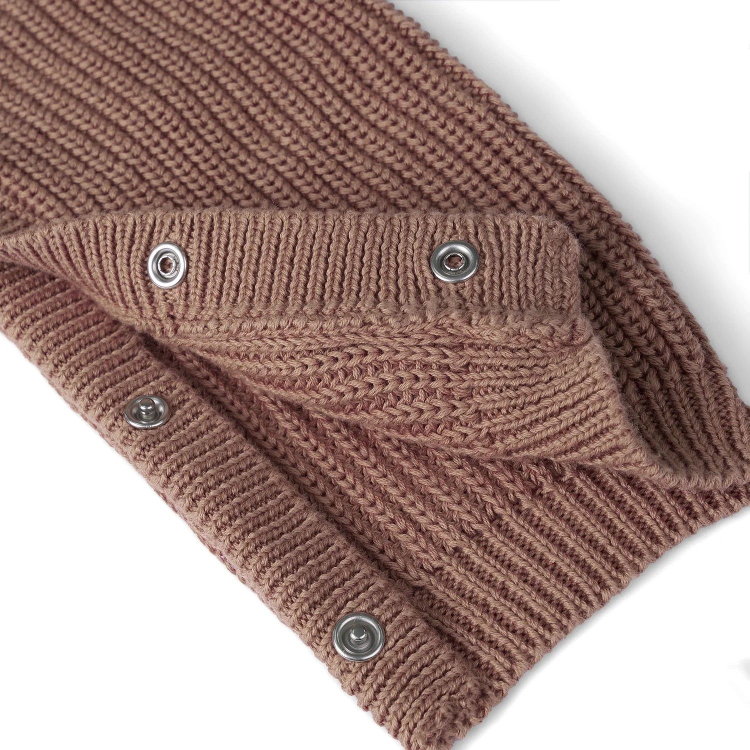 Baby Knit Romper Snap Closure In Mocha