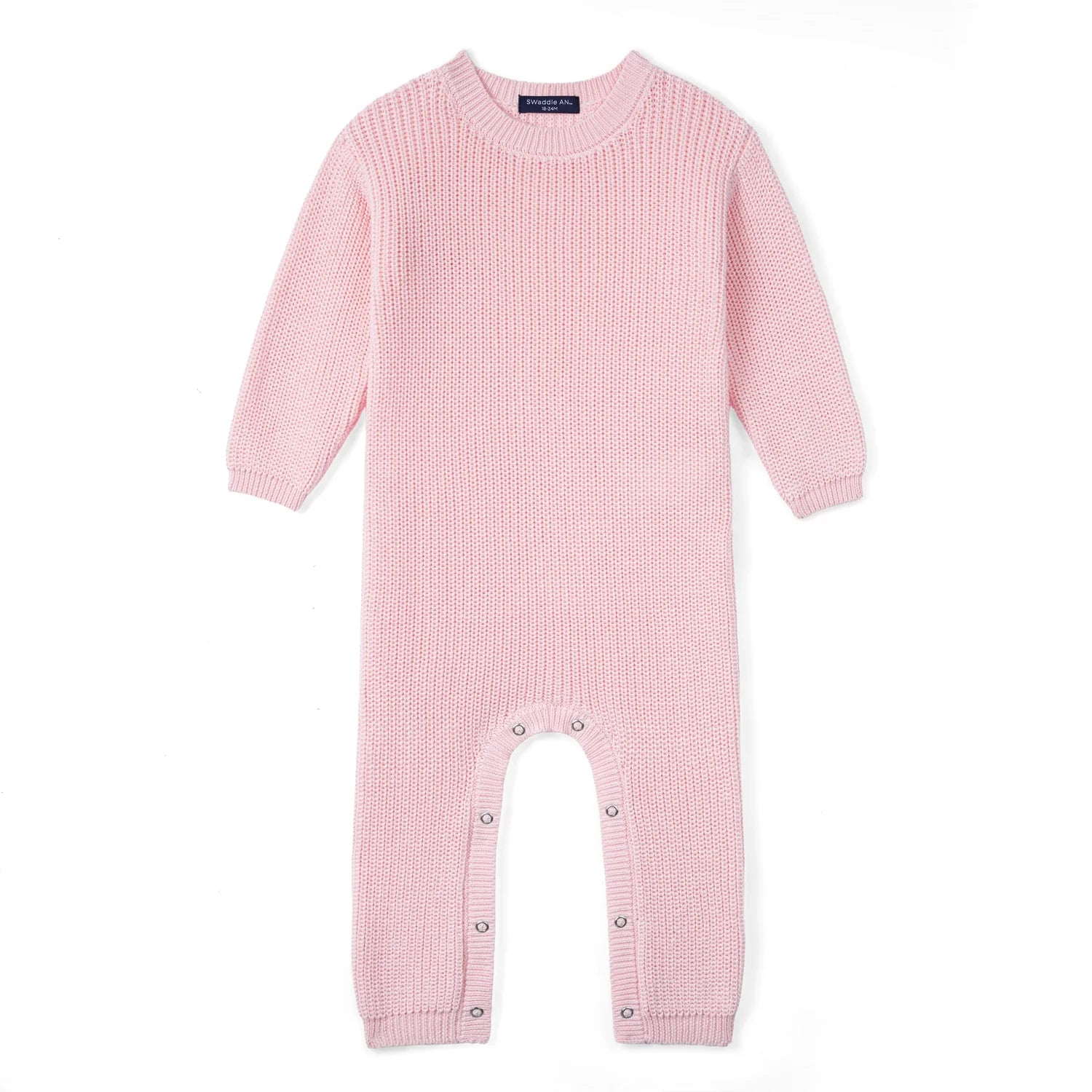 Baby Knit Romper Snap Closure In Pink