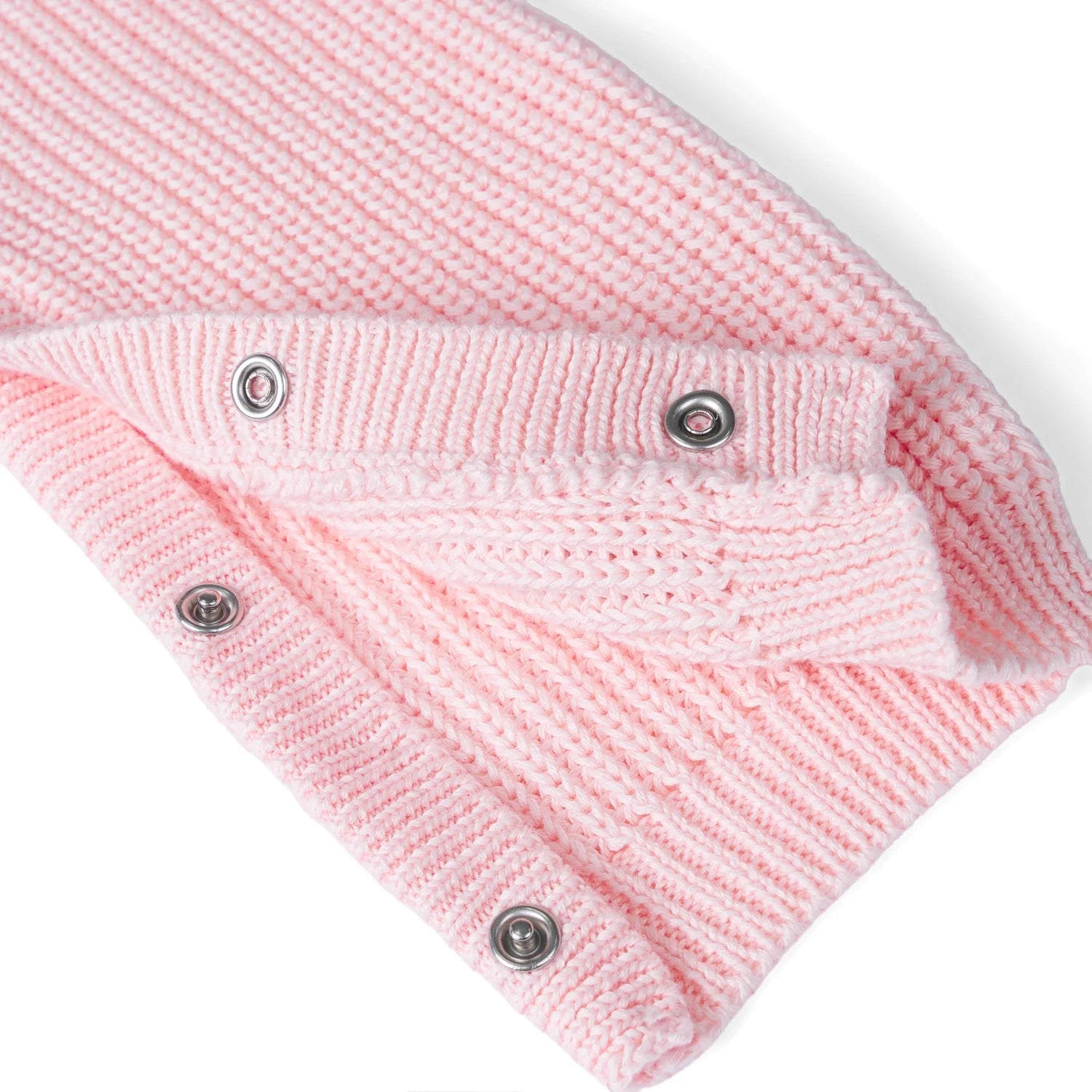 Baby Knit Romper Snap Closure In Pink