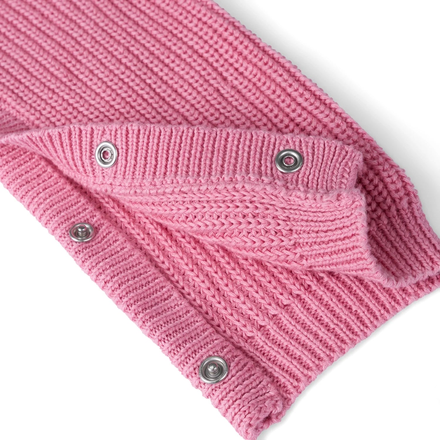 Baby Knit Romper Snap Closure In Rose Pink