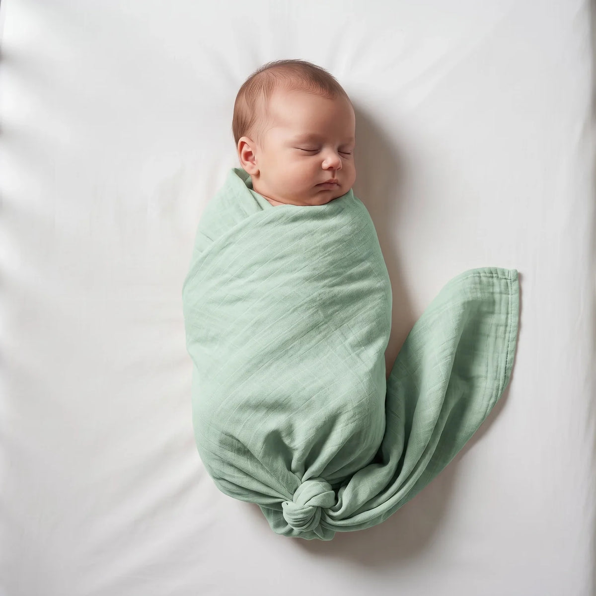 Baby Muslin Swaddle Blanket In Sage Green