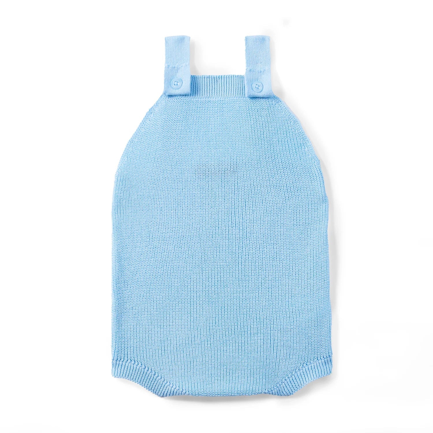 Baby Knit Button Strap Romper In Baby Blue