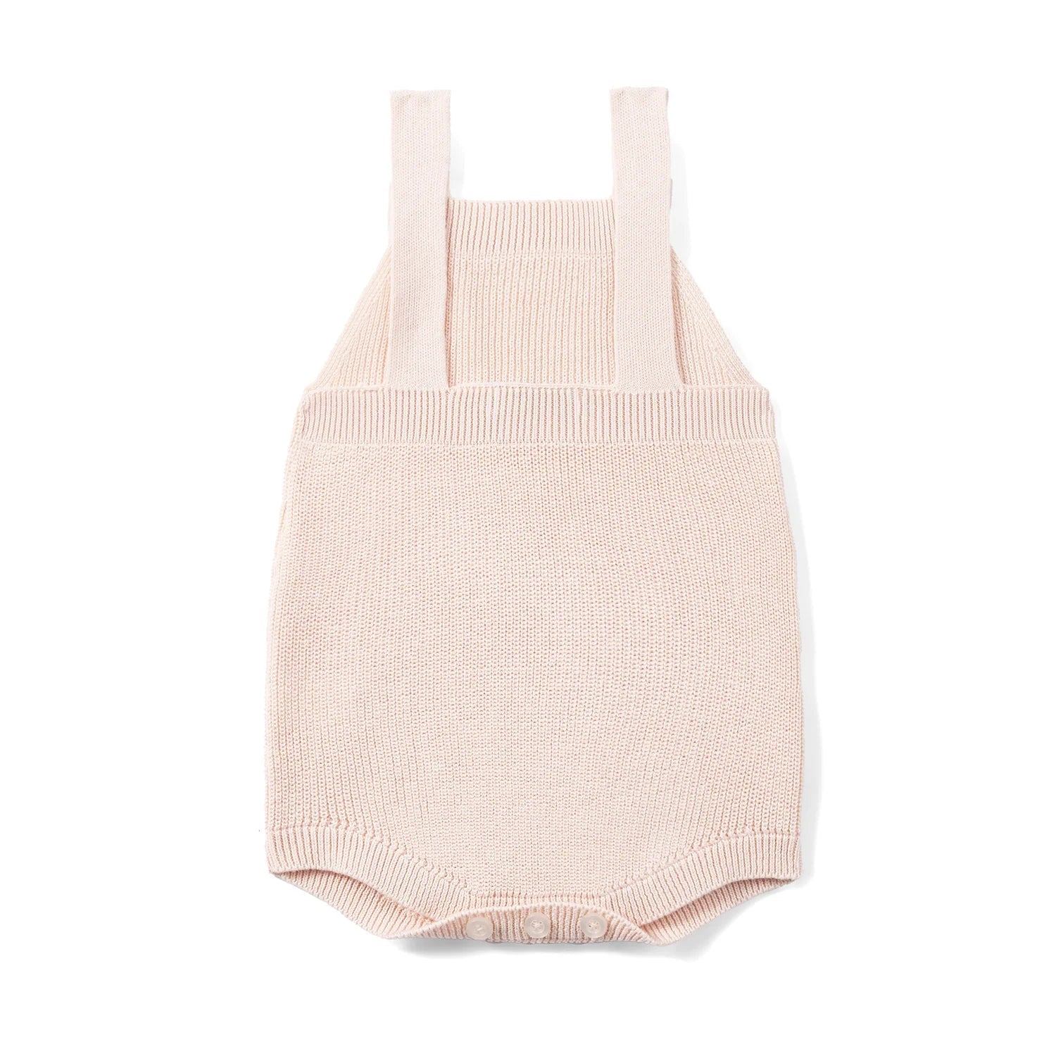 Baby Knit Button Strap Romper In Beige