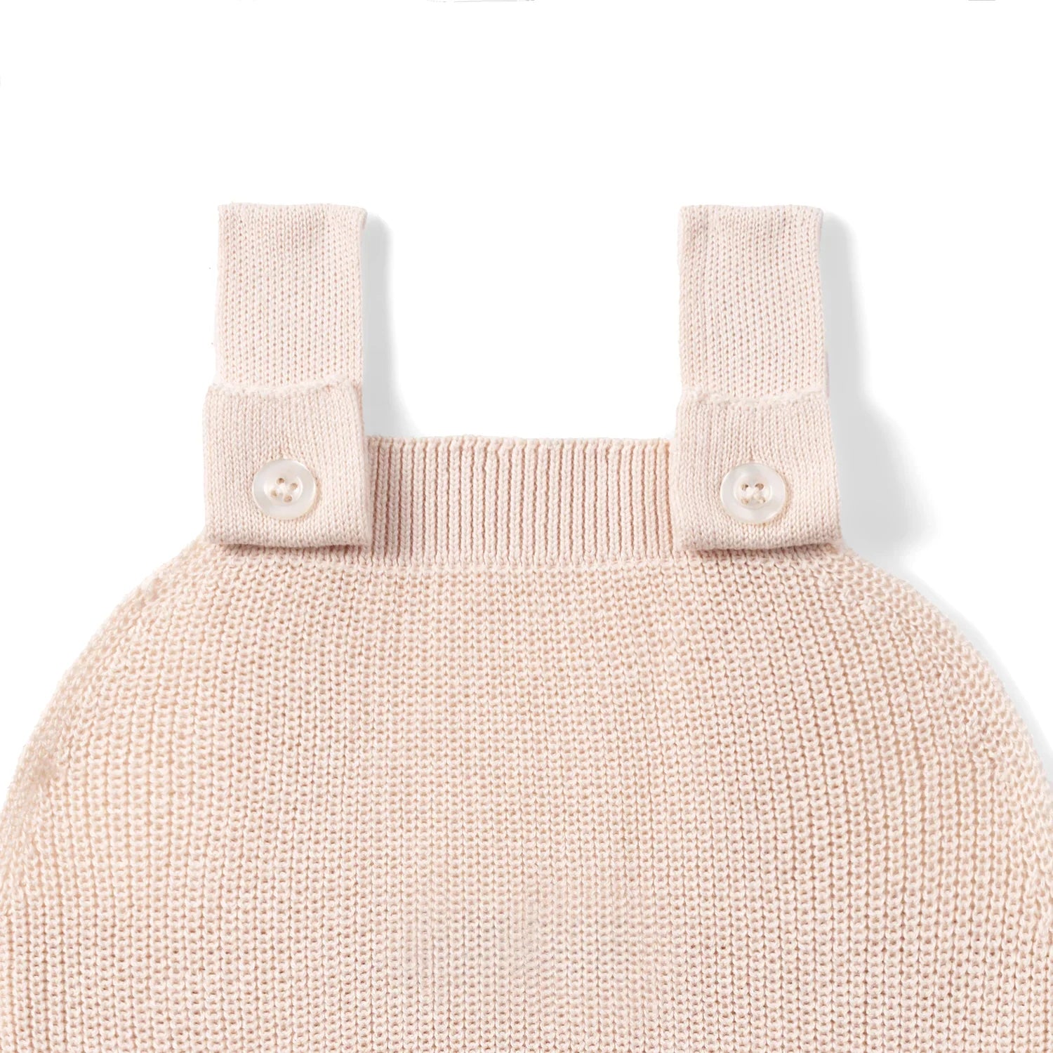 Baby Knit Button Strap Romper In Beige