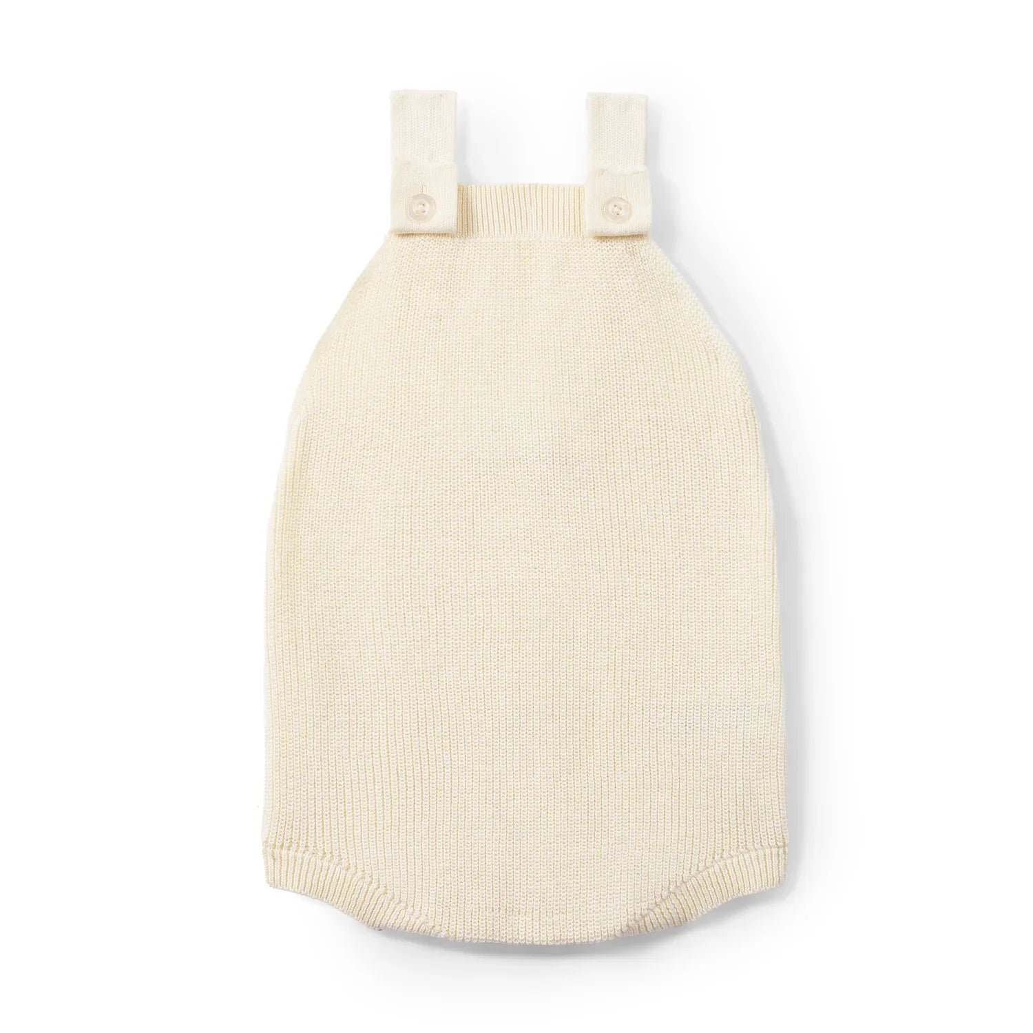 Baby Knit Button Strap Romper In Cream