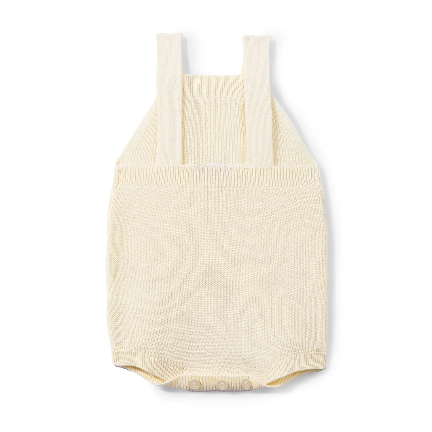 Baby Knit Button Strap Romper In Cream
