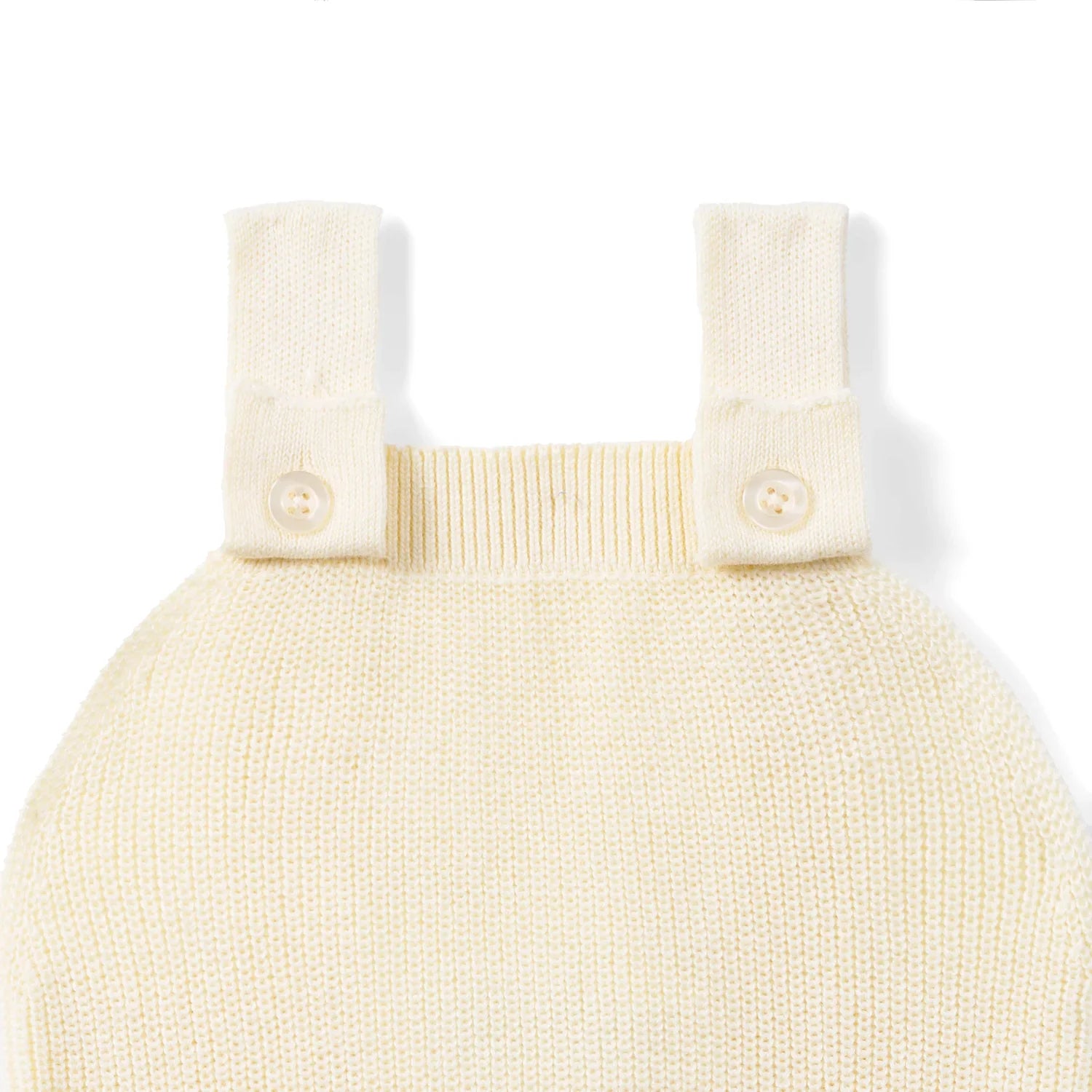 Baby Knit Button Strap Romper In Cream