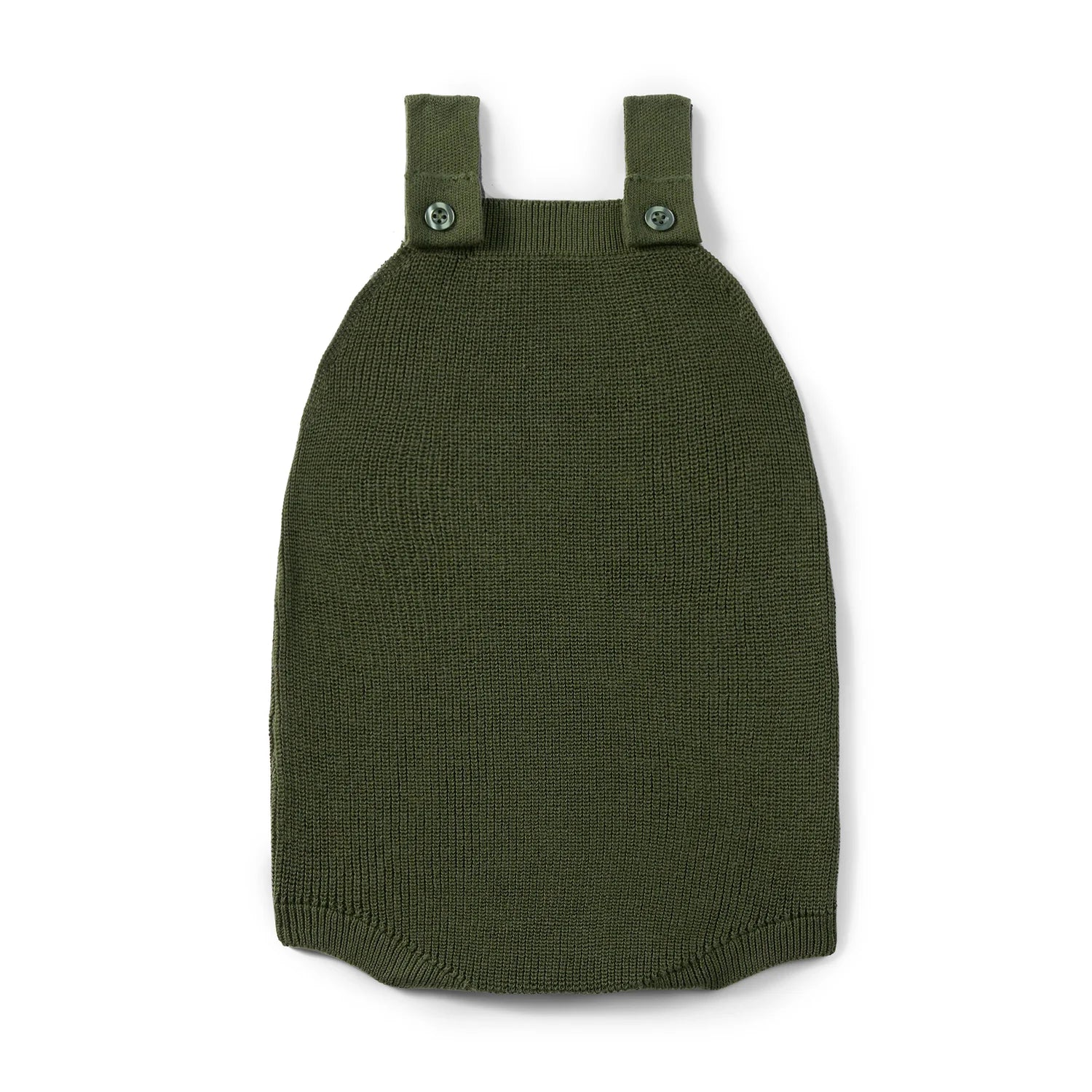 Baby Knit Button Strap Romper In Forest Green