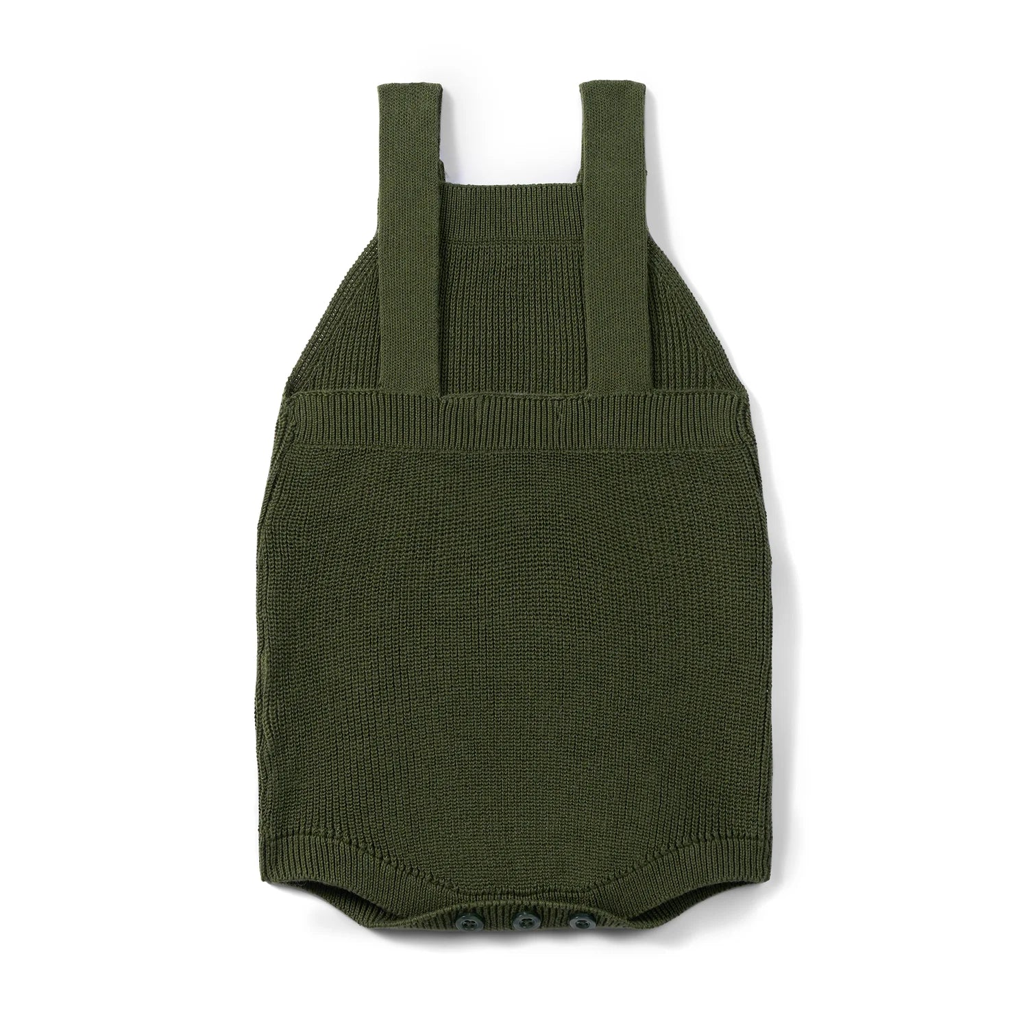 Baby Knit Button Strap Romper In Forest Green