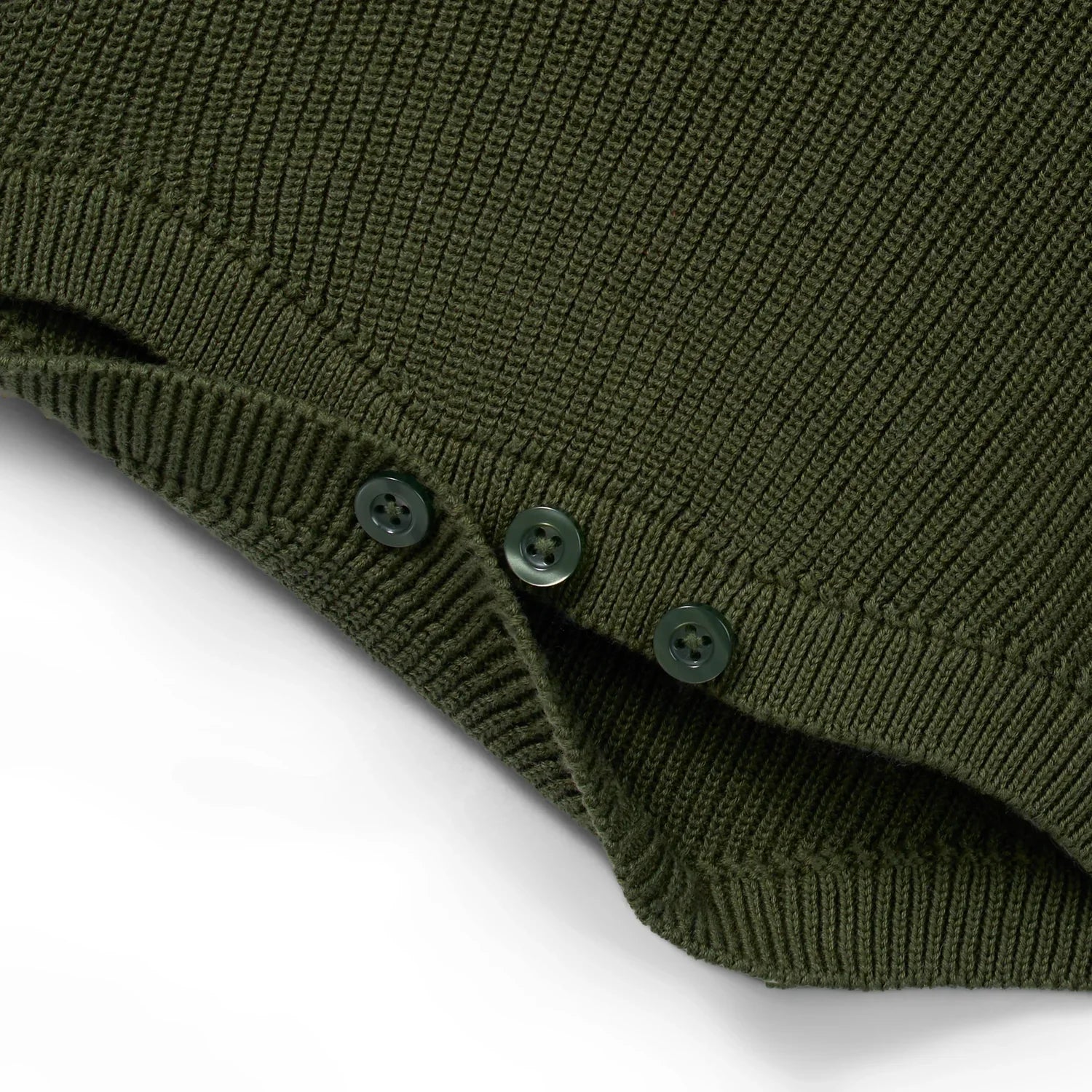 Baby Knit Button Strap Romper In Forest Green