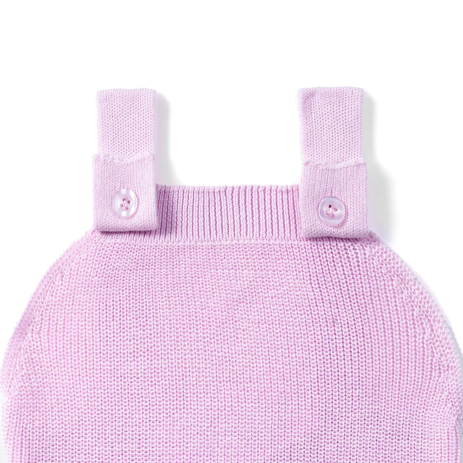Baby Knit Button Strap Romper In Lilac