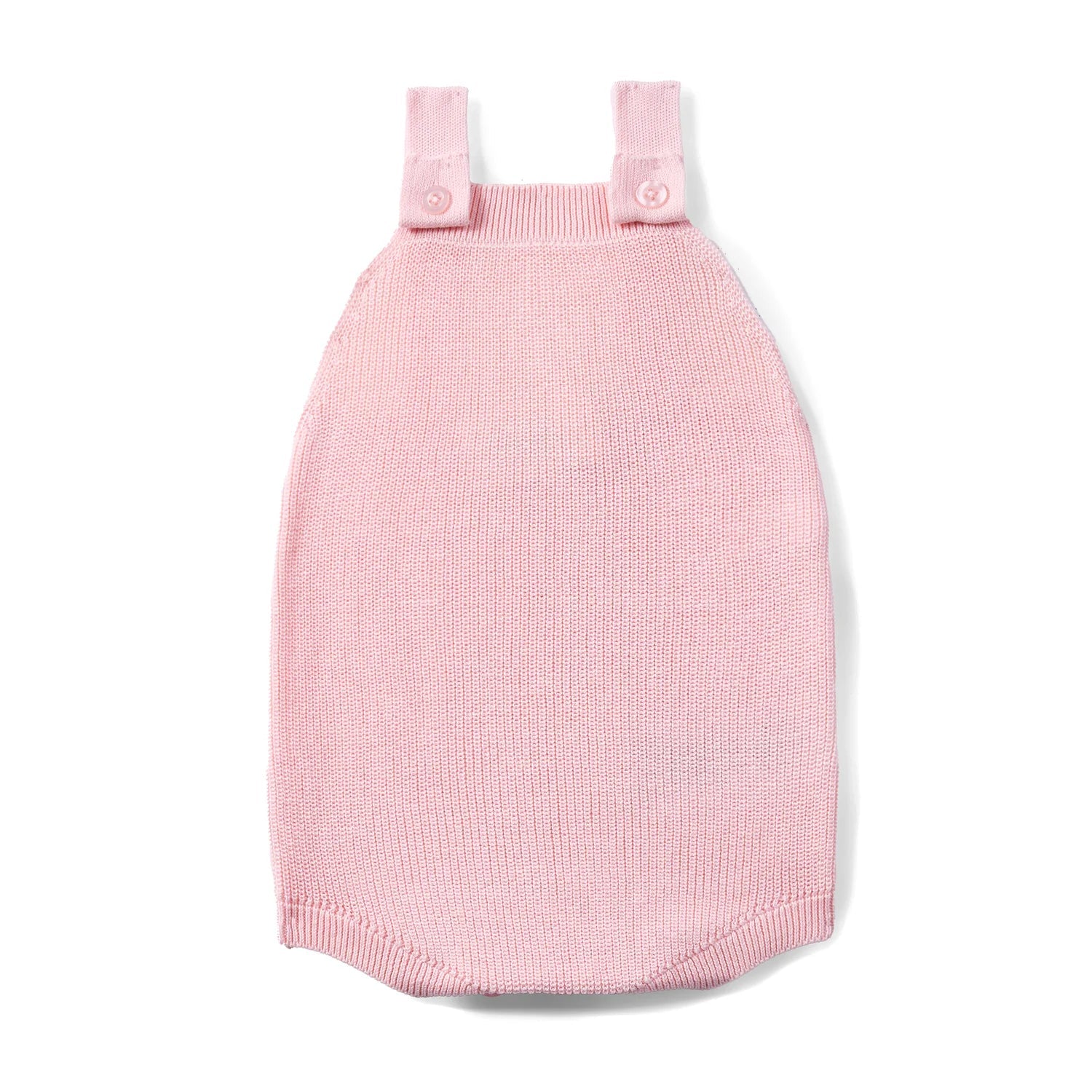 Baby Knit Button Strap Romper In Pink