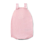 Baby Knit Button Strap Romper In Pink