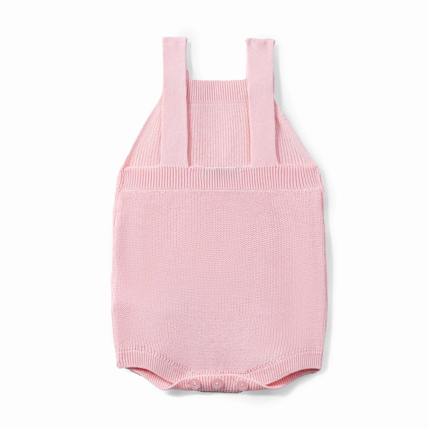 Baby Knit Button Strap Romper In Pink