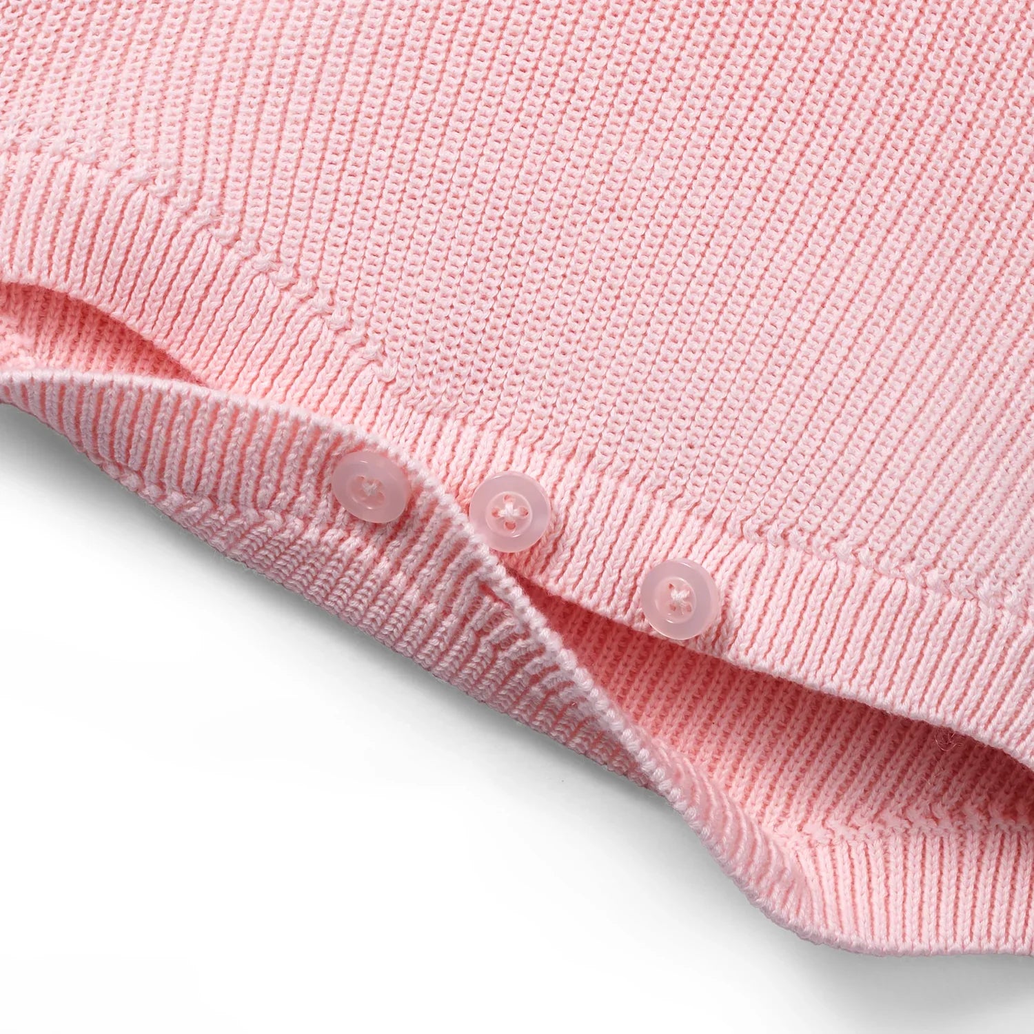Baby Knit Button Strap Romper In Pink