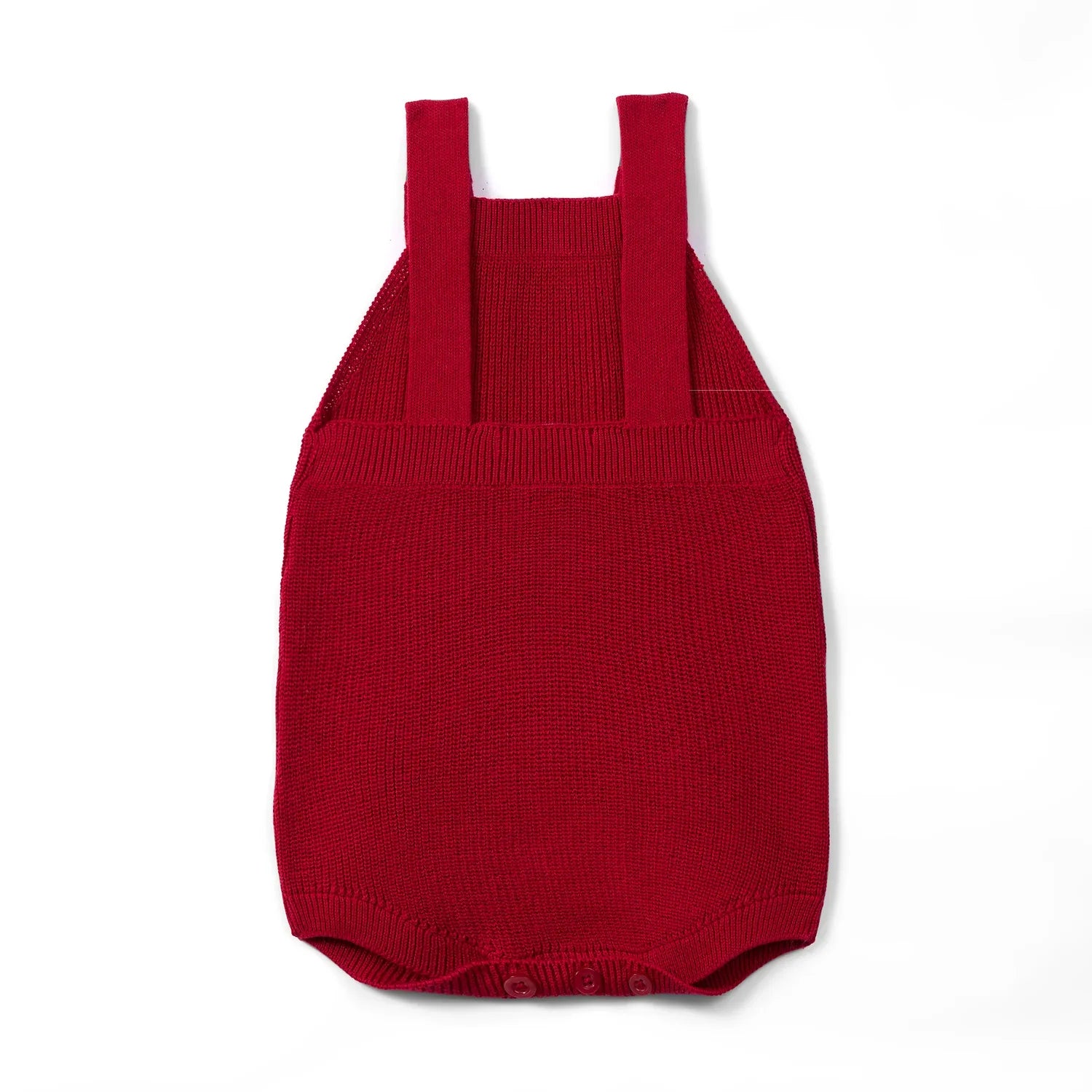 Baby Knit Button Strap Romper In Red Xmas