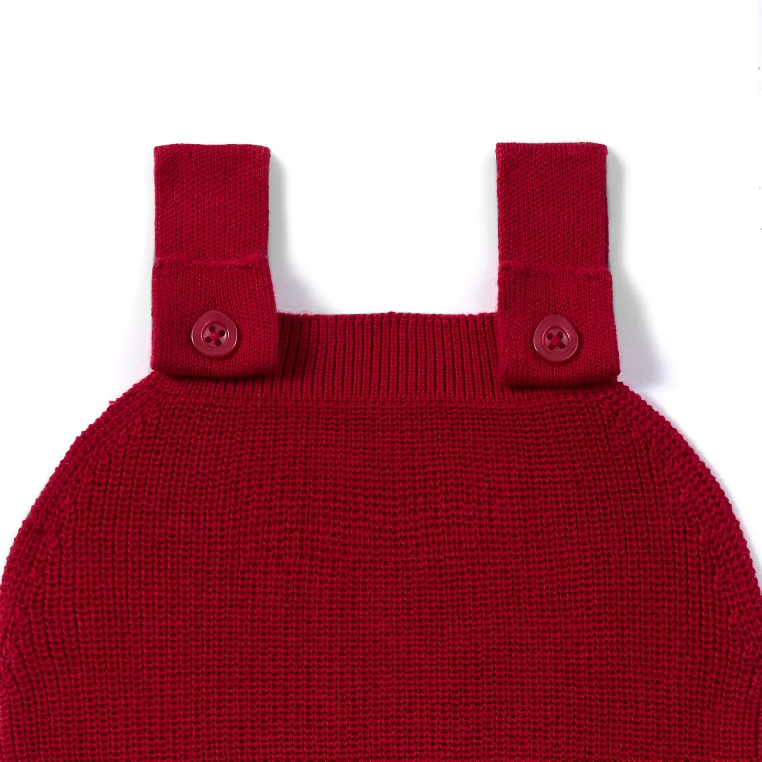 Baby Knit Button Strap Romper In Red Xmas
