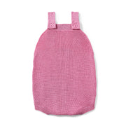 Baby Knit Button Strap Romper In Rose Pink