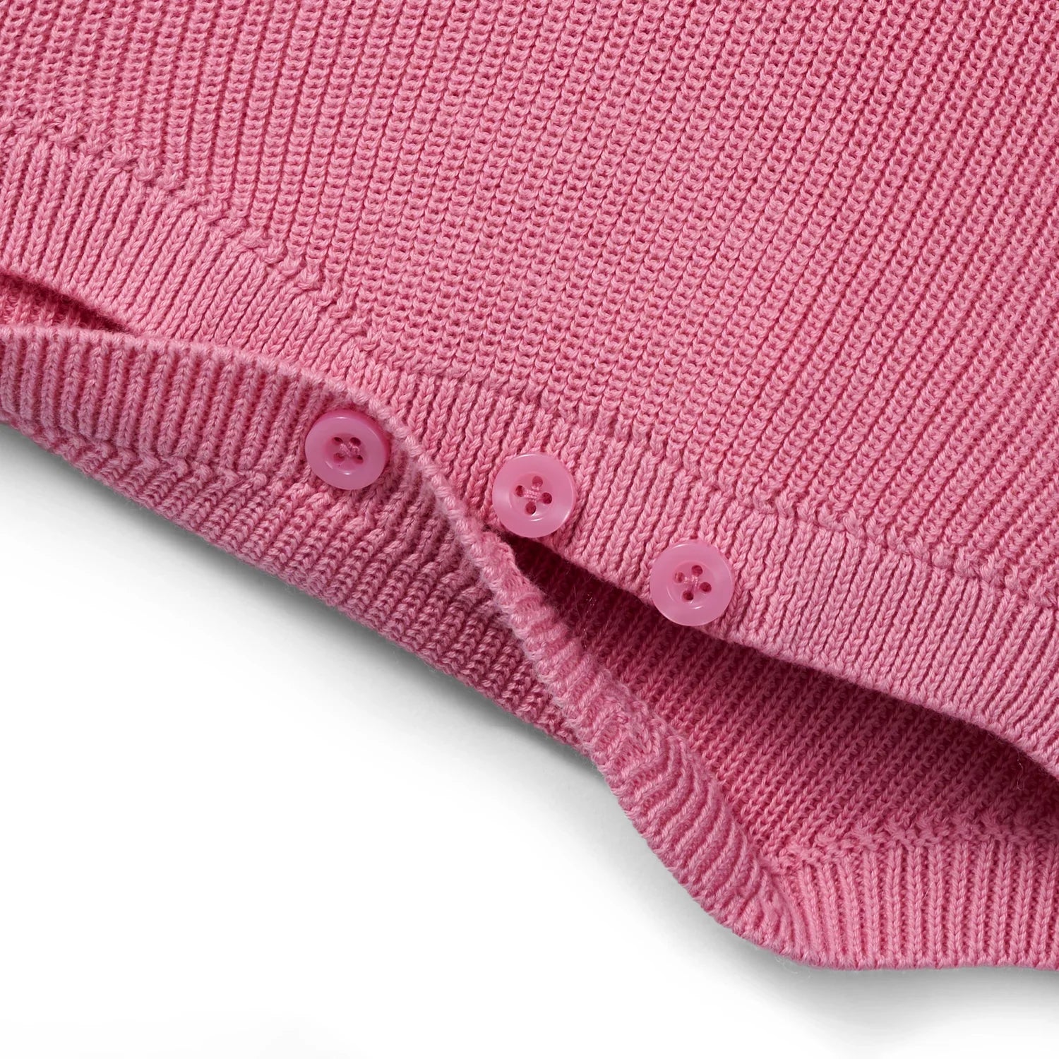 Baby Knit Button Strap Romper In Rose Pink