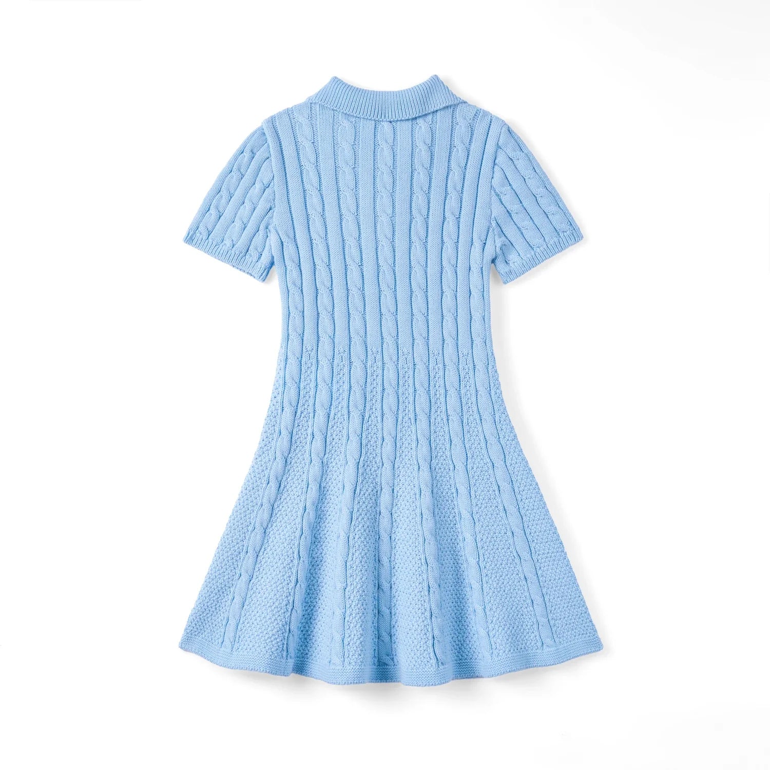 Cable Knit Polo Dress In Baby Blue
