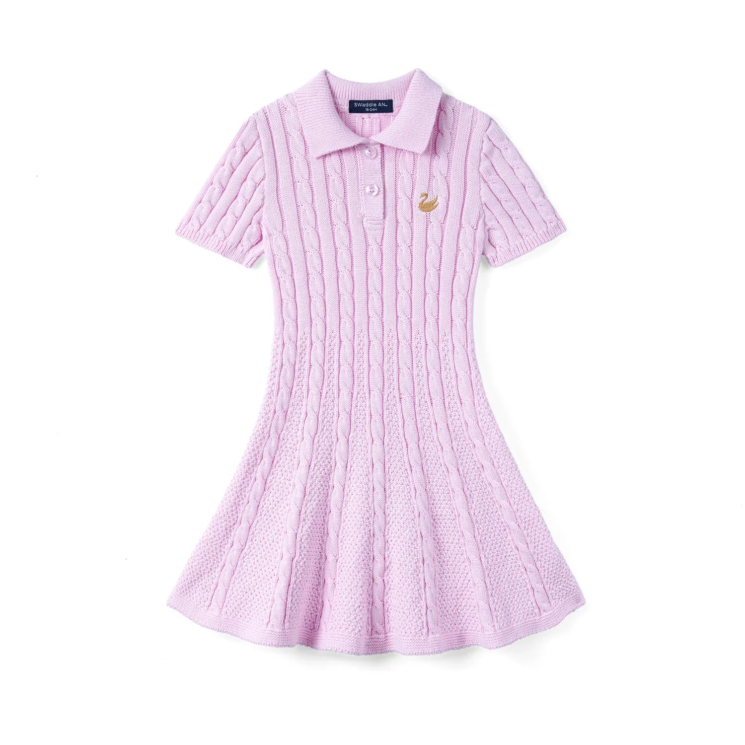 Cable Knit Polo Dress In Lilac